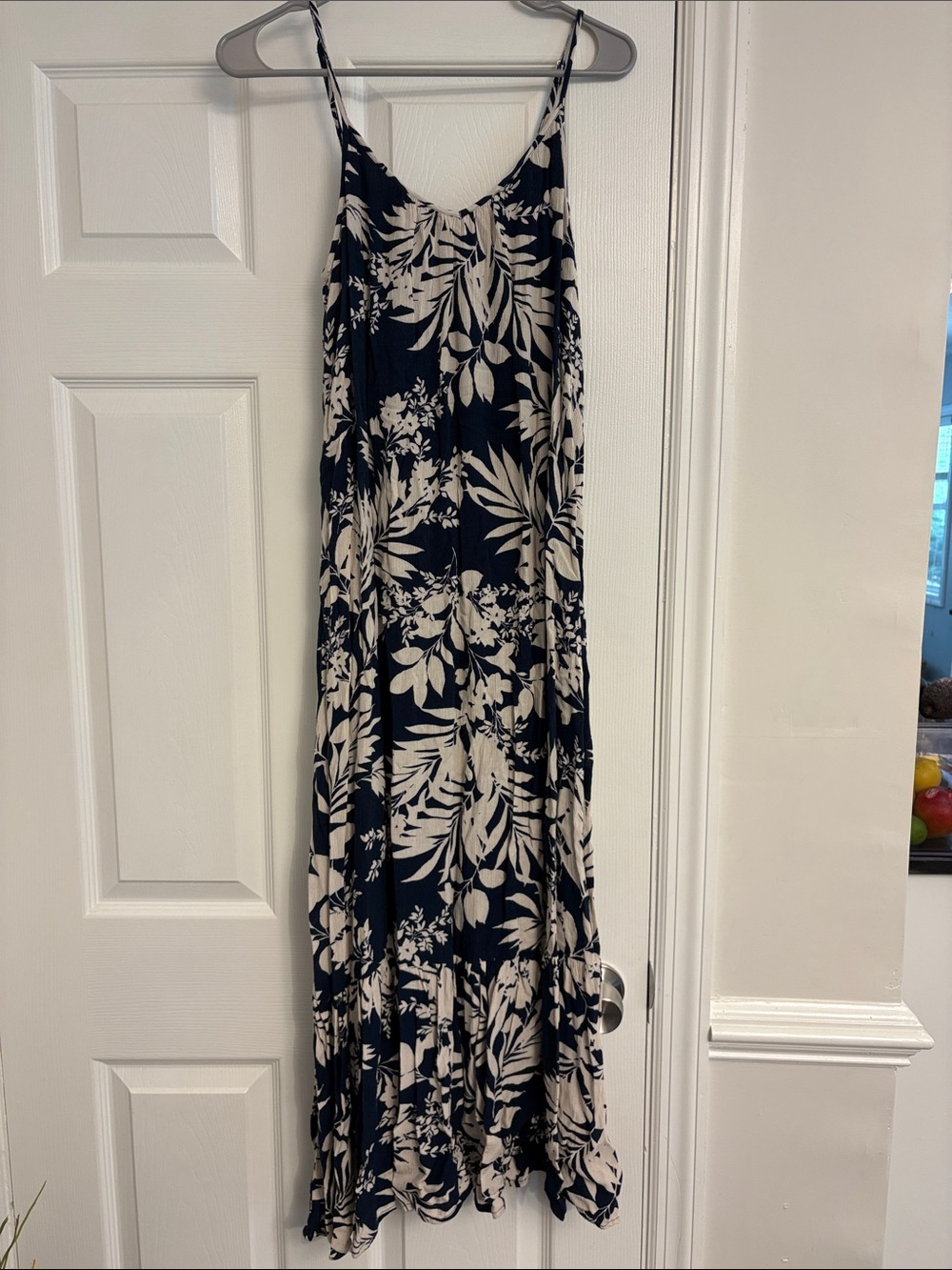 Navy Floral Spaghetti-Strap Maxi Dress